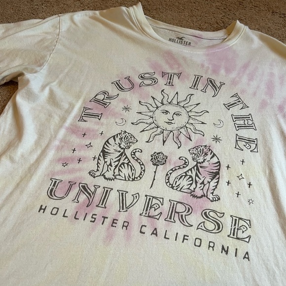 Hollister Pink and Yellow Tie Dye Graphic Short Sleeve Tee - Picture 2 of 4